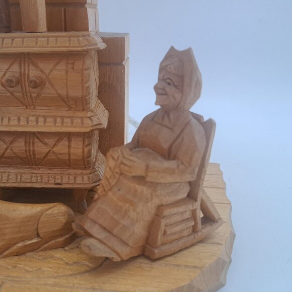 Folk Art Carved Lamp by Amede Godro Quebecois Art - Picture 8 of 11